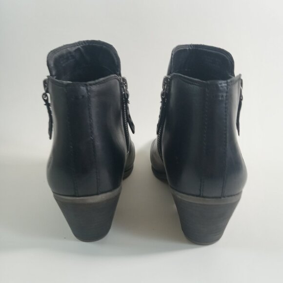 Frye Women's Judith Black Leather Ankle Booties Side Zippers Block Heel Size 8.5 - Picture 7 of 16